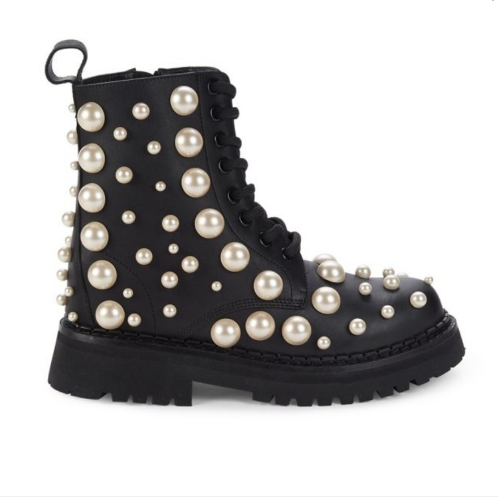 Moschino Couture!Faux Pearl Leather Boots Size 35 - Picture 6 of 6